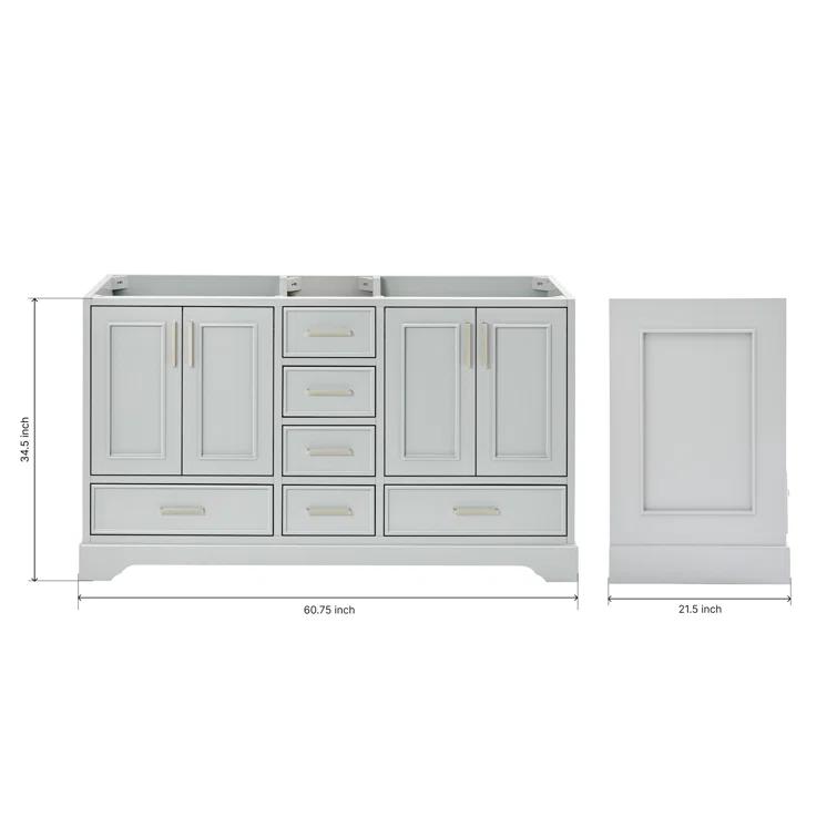 Ariel M060d-Bc Stafford 61" Double Free Standing Vanity Cabinet Only - Grey
