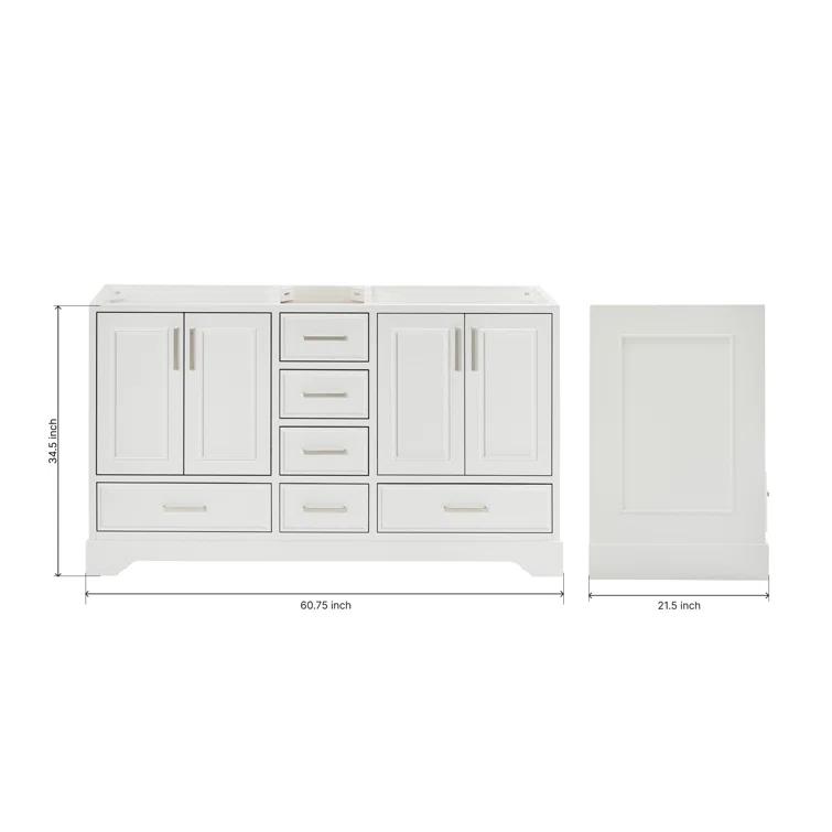 Ariel A061d-Bc Cambridge 60" Double Free Standing Vanity Cabinet Only - White