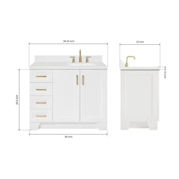 Ariel Q042srcqrvo Taylor 42" Free Standing Single Basin Vanity Set - White