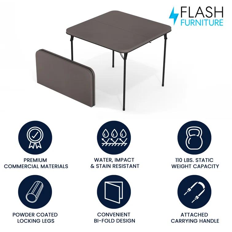 Noah 2.83' Square Plastic Folding Event Table with Carrying Handle by Flash Furniture