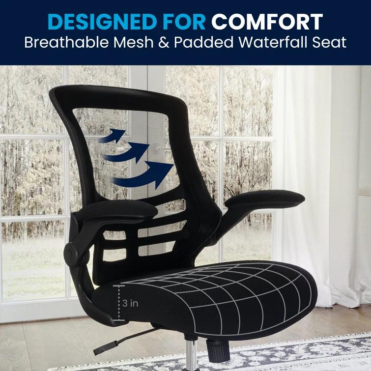 Jayetta Mid-Back Mesh Swivel Ergonomic Office Chair with Flip-Up Arms