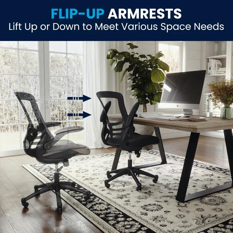 Jayetta Mid-Back Mesh Swivel Ergonomic Office Chair with Flip-Up Arms