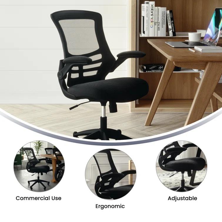 Jayetta Mid-Back Mesh Swivel Ergonomic Office Chair with Flip-Up Arms
