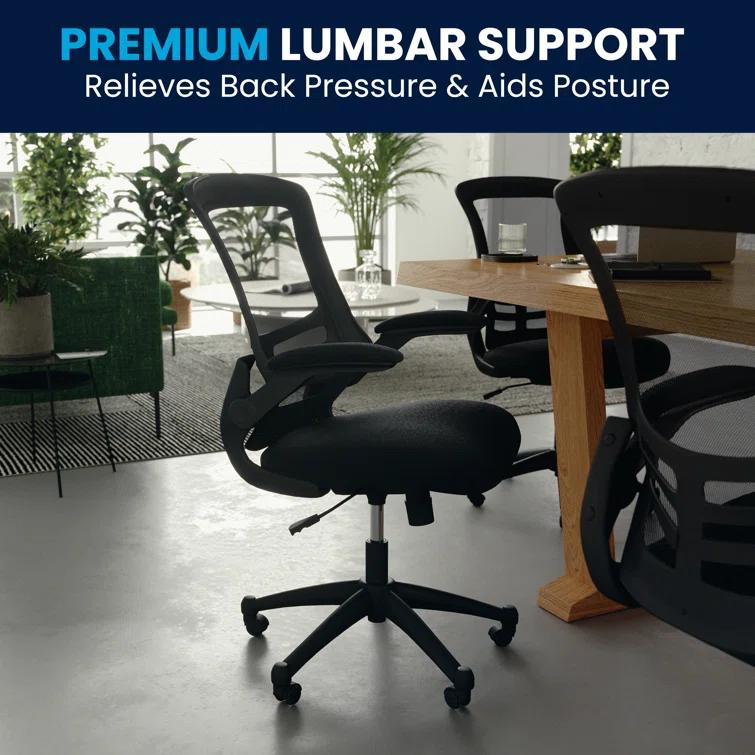 Jayetta Mid-Back Mesh Swivel Ergonomic Office Chair with Flip-Up Arms