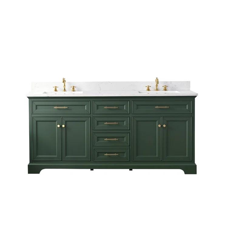 Zaviera 72'' Free-standing Double Bathroom Vanity with Engineered Stone Vanity Top
