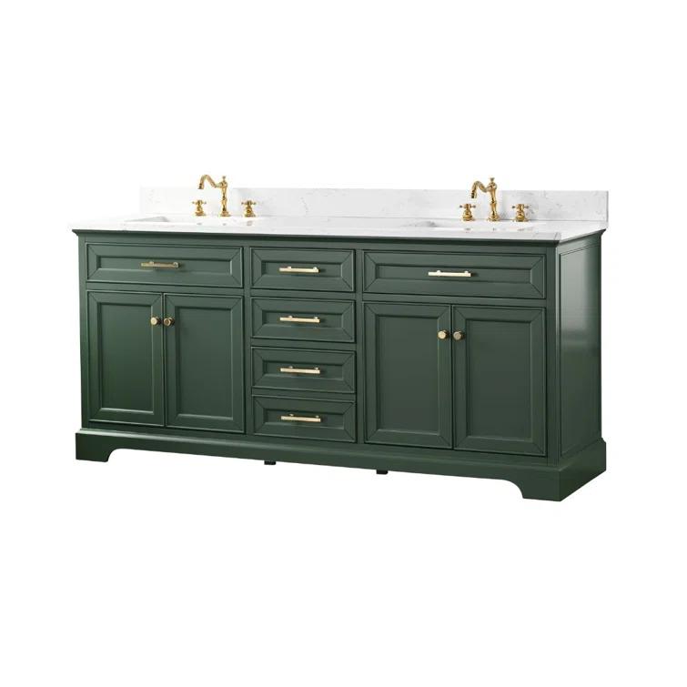 Zaviera 72'' Free-standing Double Bathroom Vanity with Engineered Stone Vanity Top