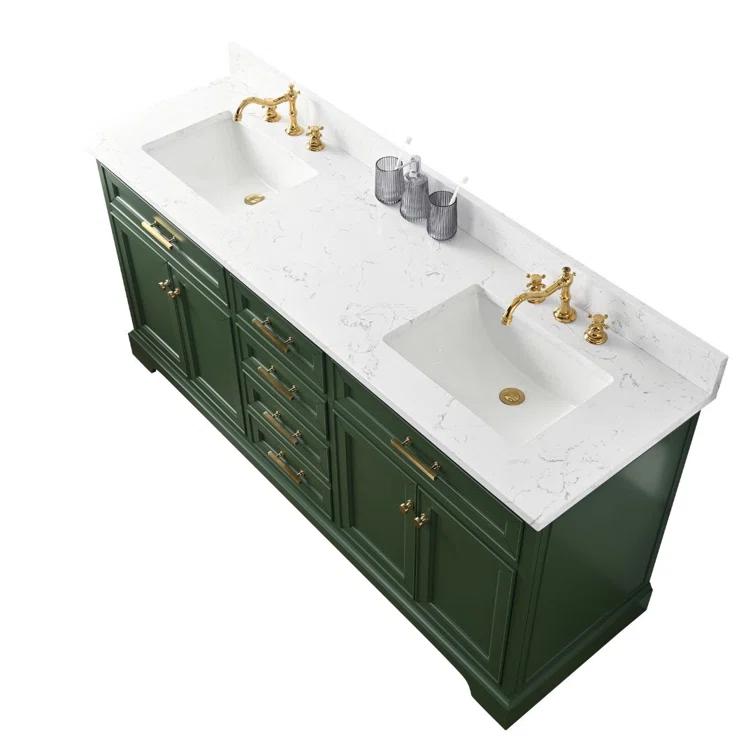 Zaviera 72'' Free-standing Double Bathroom Vanity with Engineered Stone Vanity Top