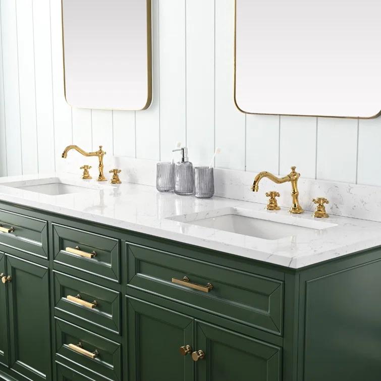 Zaviera 72'' Free-standing Double Bathroom Vanity with Engineered Stone Vanity Top