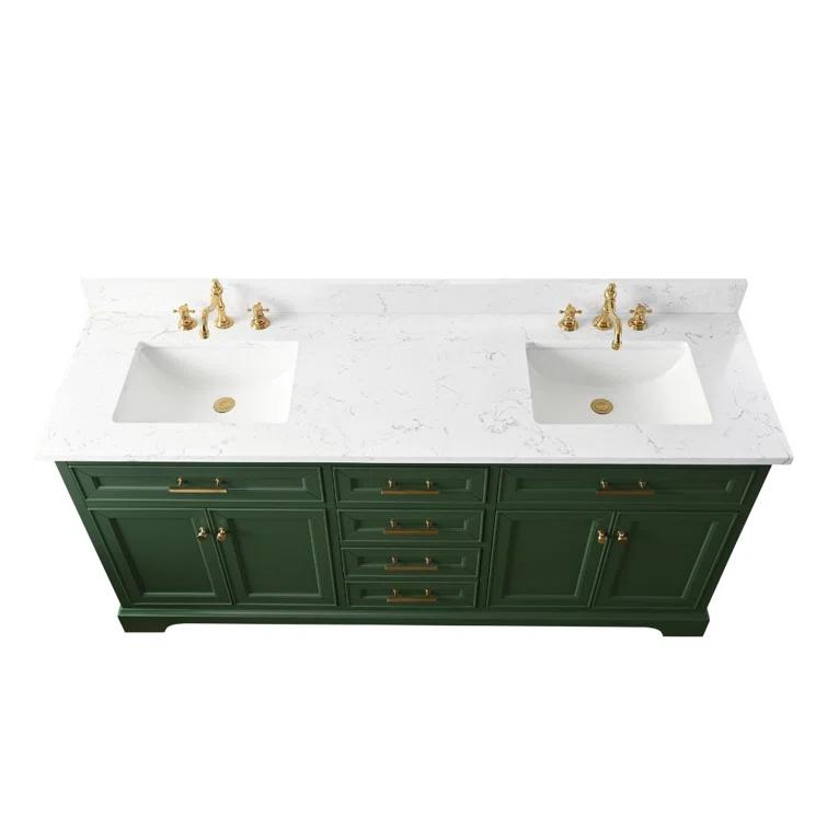 Zaviera 72'' Free-standing Double Bathroom Vanity with Engineered Stone Vanity Top