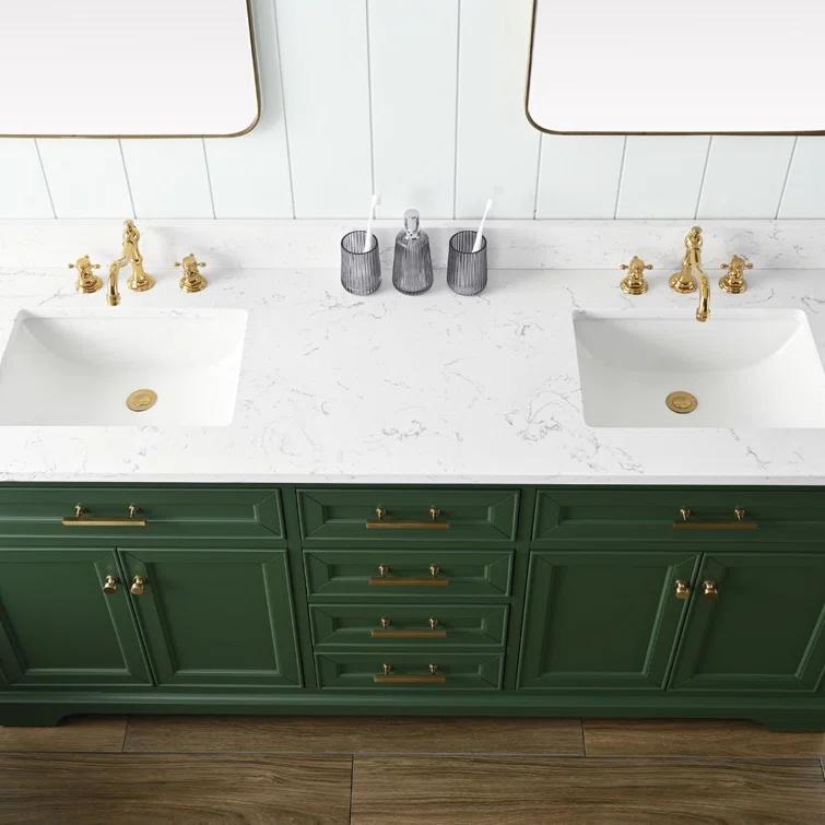 Zaviera 72'' Free-standing Double Bathroom Vanity with Engineered Stone Vanity Top