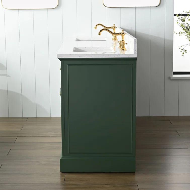 Zaviera 72'' Free-standing Double Bathroom Vanity with Engineered Stone Vanity Top