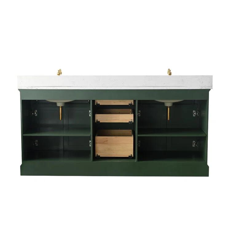 Zaviera 72'' Free-standing Double Bathroom Vanity with Engineered Stone Vanity Top