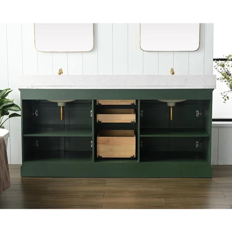 Zaviera 72'' Free-standing Double Bathroom Vanity with Engineered Stone Vanity Top