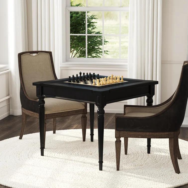 Versatile Square Multi-Game Table with Leather and Wood Accents