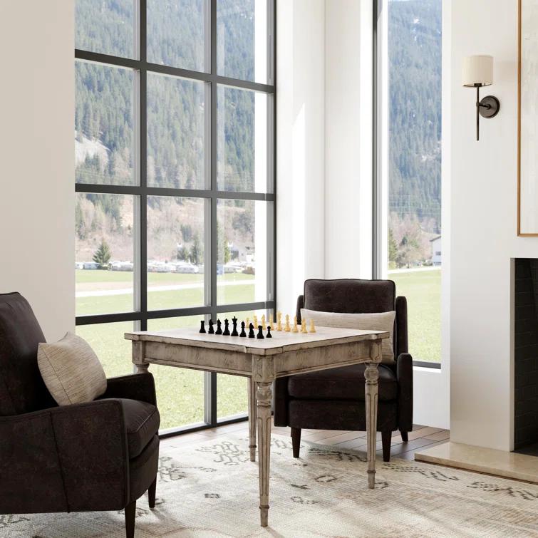 Versatile Square Multi-Game Table with Leather and Wood Accents