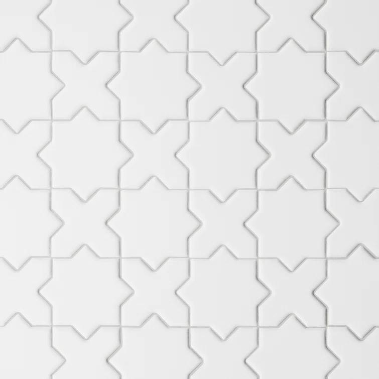 Le Cafe 2" x 2" Cross and Star Matte Porcelain Mosaic Tile