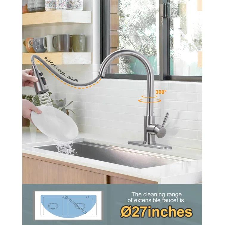 High Arc Pull Down Kitchen Faucet with Sprayer