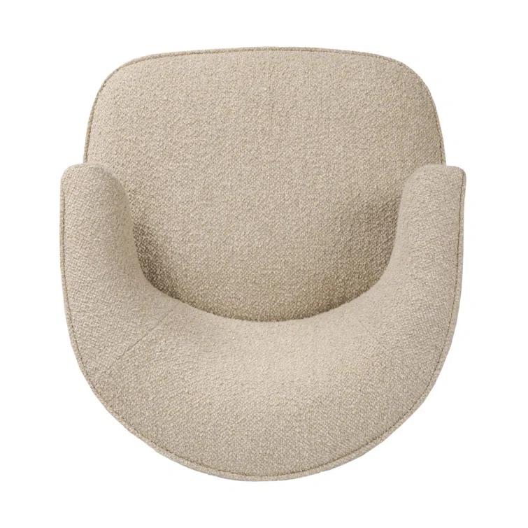 Berber Oatmeal Linen Blend Swivel Barrel Chair with Wood Base