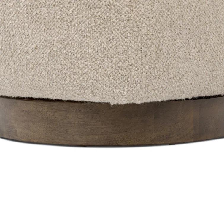 Berber Oatmeal Linen Blend Swivel Barrel Chair with Wood Base