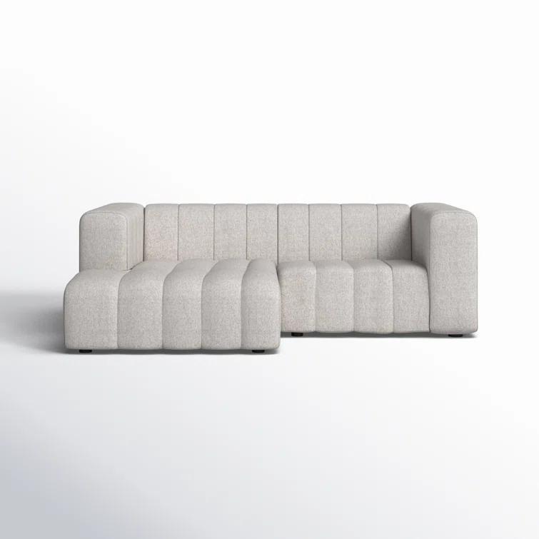 Langham Tufted Napa Sandstone Fabric Sectional with Ottoman