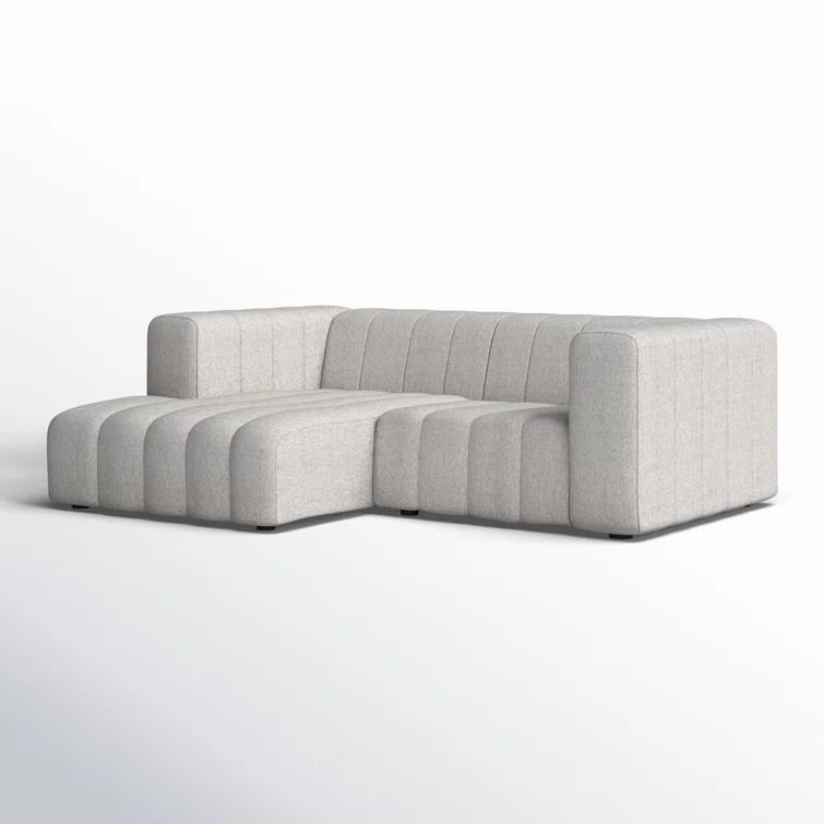 Langham Tufted Napa Sandstone Fabric Sectional with Ottoman