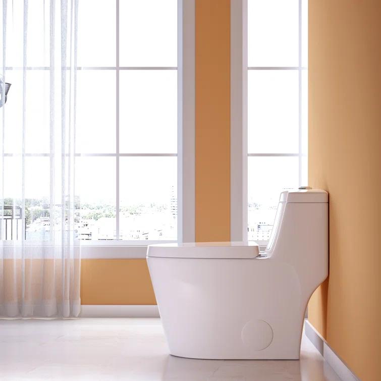 Greta Tornado Powerful Flush One-Piece Toilet, 1.28 GPF Elongated Floor Mounted