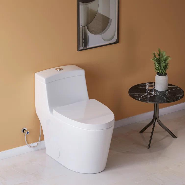 Greta Tornado Powerful Flush One-Piece Toilet, 1.28 GPF Elongated Floor Mounted