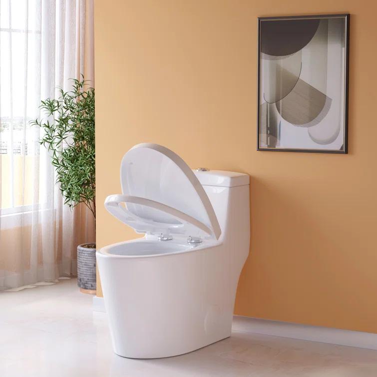 Greta Tornado Powerful Flush One-Piece Toilet, 1.28 GPF Elongated Floor Mounted
