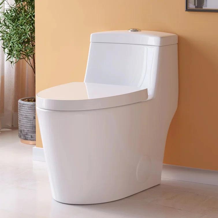 Greta Tornado Powerful Flush One-Piece Toilet, 1.28 GPF Elongated Floor Mounted