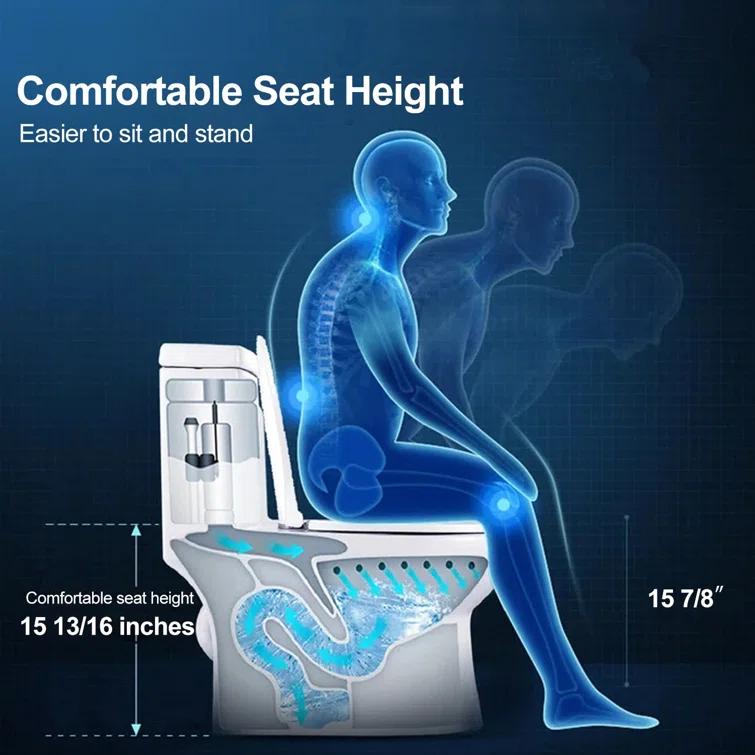 Greta Tornado Powerful Flush One-Piece Toilet, 1.28 GPF Elongated Floor Mounted