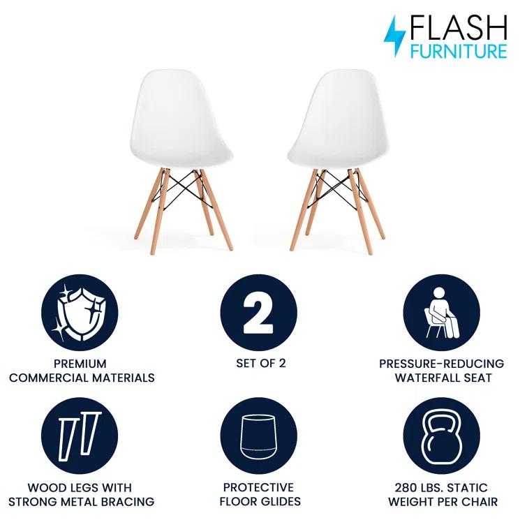 Chair with Wooden Legs for Versatile Kitchen, Dining Room, Living Room, Library or Desk Use (Set of 2)