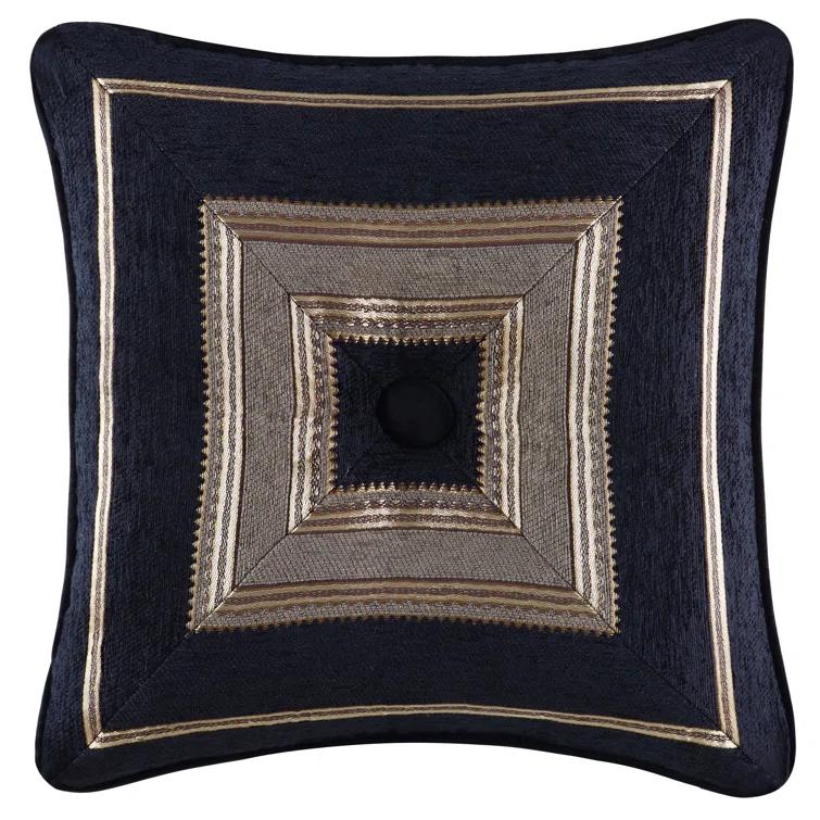 Bradshaw 18" Black and Gold Square Decorative Throw Pillow