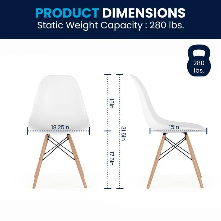Chair with Wooden Legs for Versatile Kitchen, Dining Room, Living Room, Library or Desk Use (Set of 2)