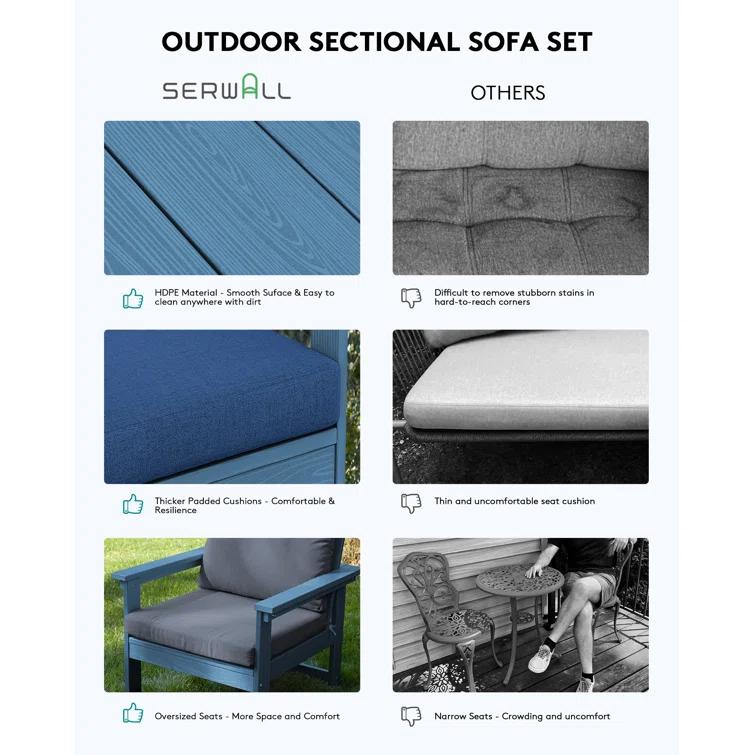 Reata HDPE 7 Piece Sofa Seating Group with Cushions