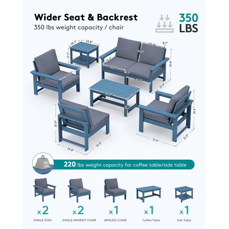 Reata HDPE 7 Piece Sofa Seating Group with Cushions