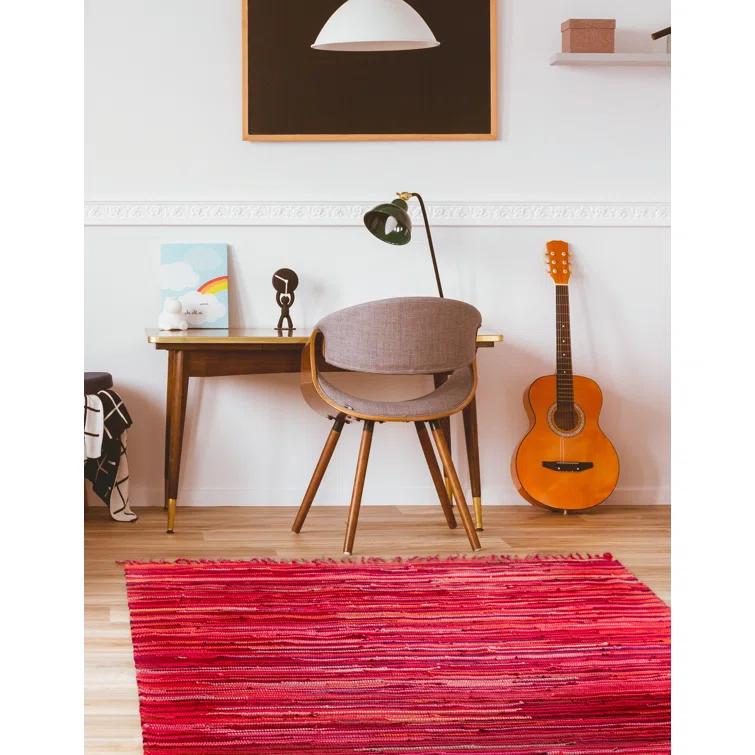 Presley Striped Hand-Knotted Cotton Red Area Rug