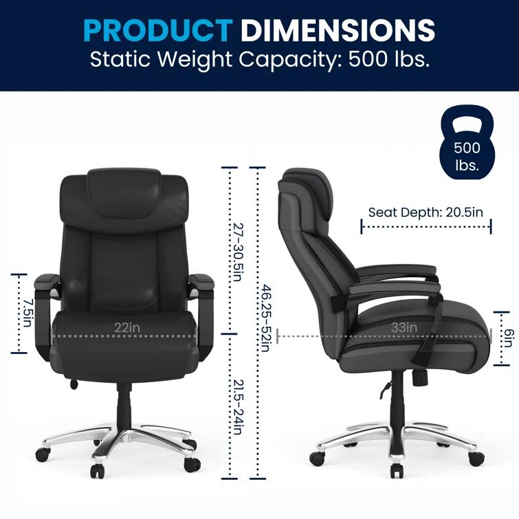 Flash Furniture Esmeralda Big & Tall LeatherSoft Ergonomic Office Chair with Headrest and Armrests by Flash Furniture