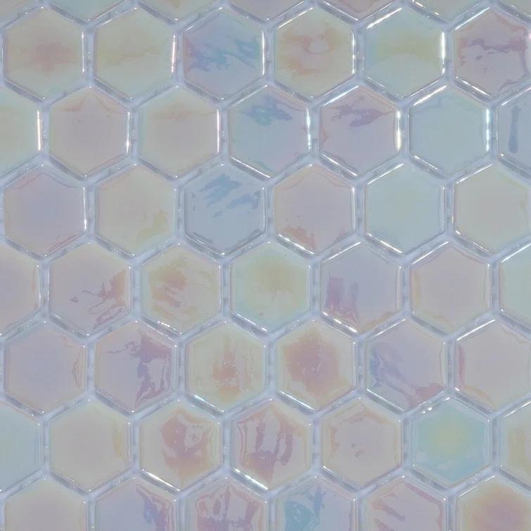 Glass Tile Love White Hot Love 11 in. X 16.325 in. Hexagonal Glass Mosaic Tile (10.76 sq. ft./case), Ideal for Kitchen Tile, Backsplash Tile, Bathroom Tile, and Pool Tile