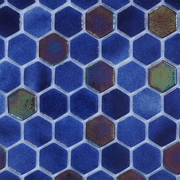 Glass Tile Love White Hot Love 11 in. X 16.325 in. Hexagonal Glass Mosaic Tile (10.76 sq. ft./case) 1010157110, Ideal for Kitchen Tile, Backsplash Tile, Bathroom Tile, and Pool Tile