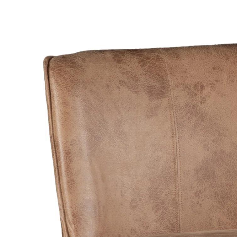 Vintage Tan Leather Counter Stool with Natural Wood Legs