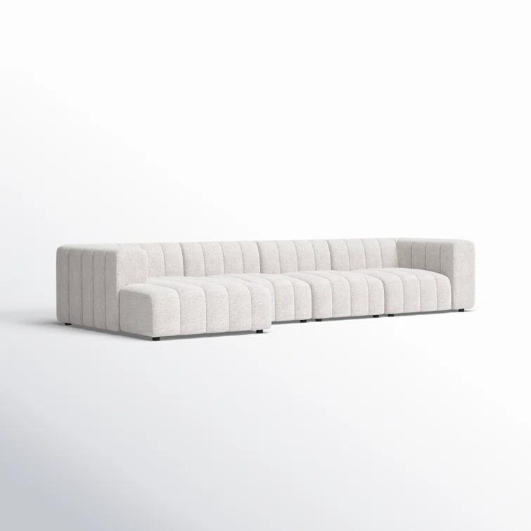 Napa Sandstone Tufted Fabric 4-Piece Sectional with Ottoman