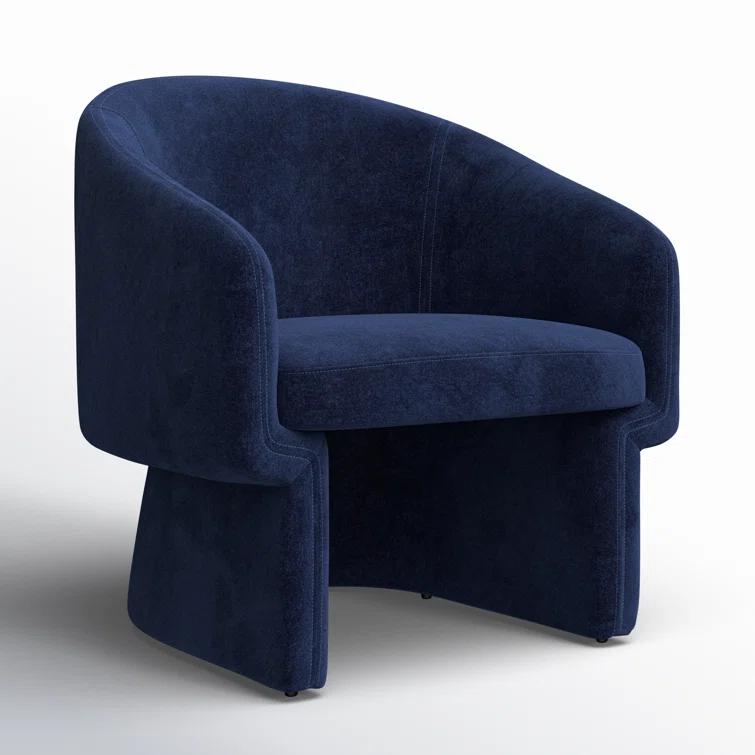 Danny Navy Transitional Barrelback Lounge Chair in Sustainable Wood