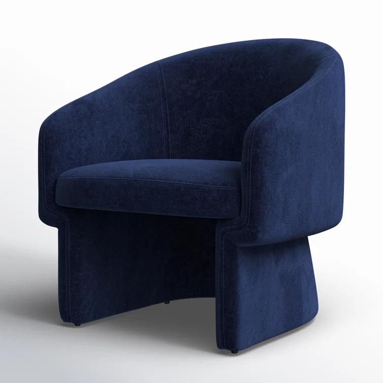 Danny Navy Transitional Barrelback Lounge Chair in Sustainable Wood