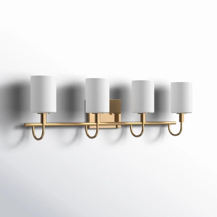 Alvin Modern Satin Brass 4-Light Vanity with Etched Glass