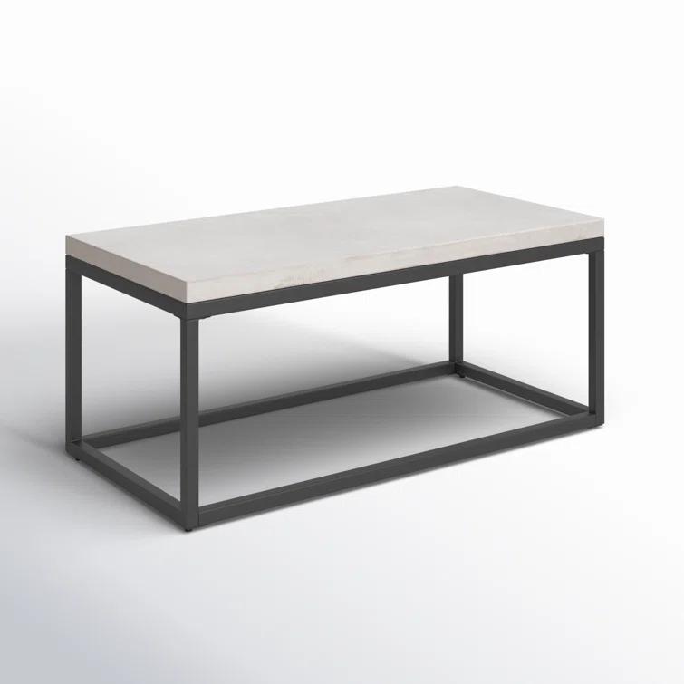 Maximus Rectangular Black and Gray Concrete Iron Coffee Table