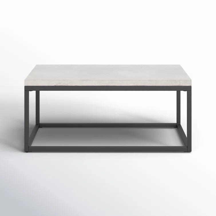 Maximus Rectangular Black and Gray Concrete Iron Coffee Table