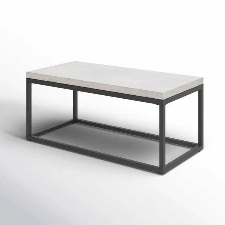 Maximus Rectangular Black and Gray Concrete Iron Coffee Table