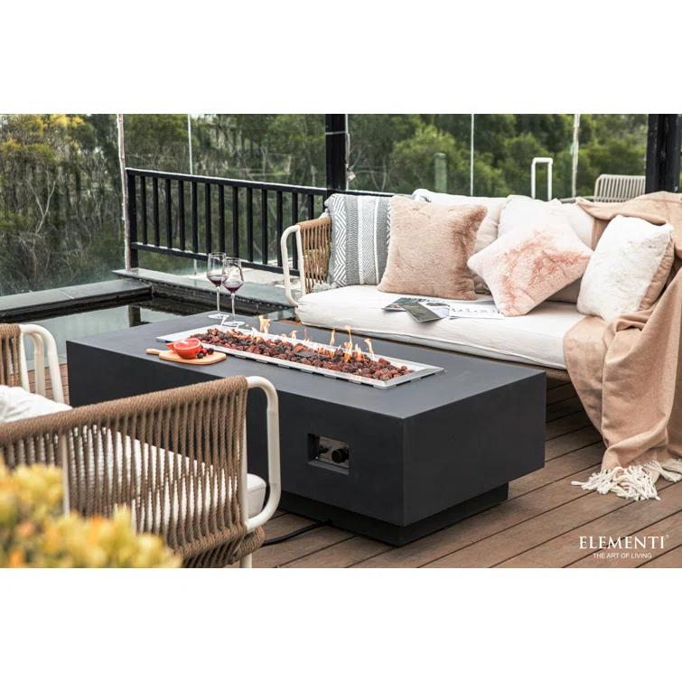 Elementi Hampton Rectangular Concrete Fire Pit Table