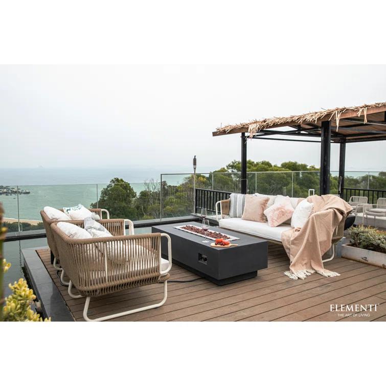Elementi Hampton Rectangular Concrete Fire Pit Table