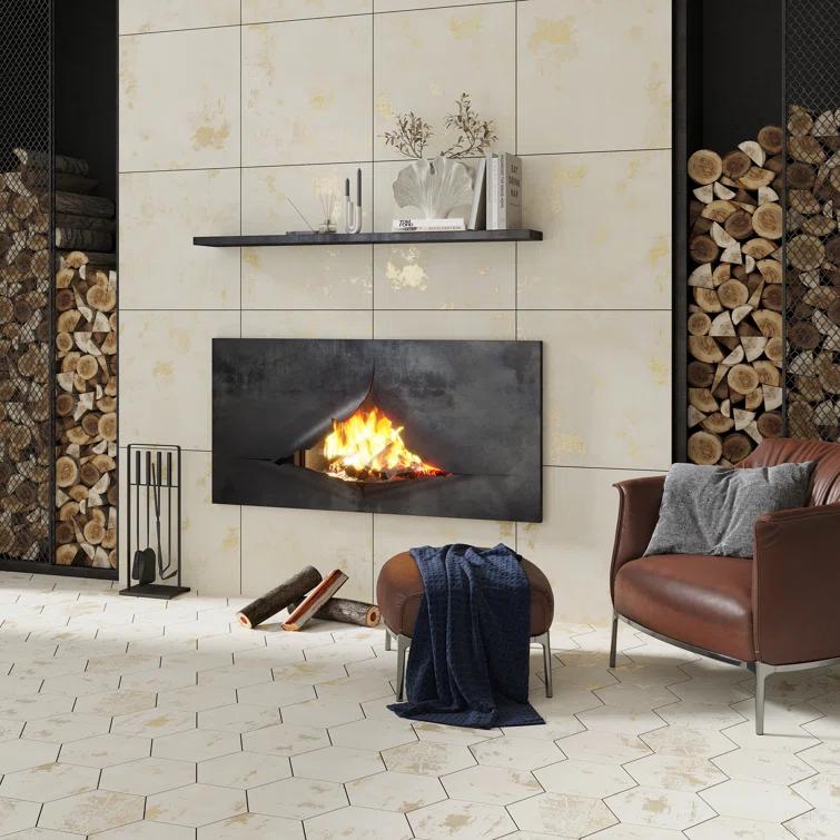 Apollo Tile Aureate 23" x 23" Porcelain Marble Look Wall & Floor Tile (Set of 4)